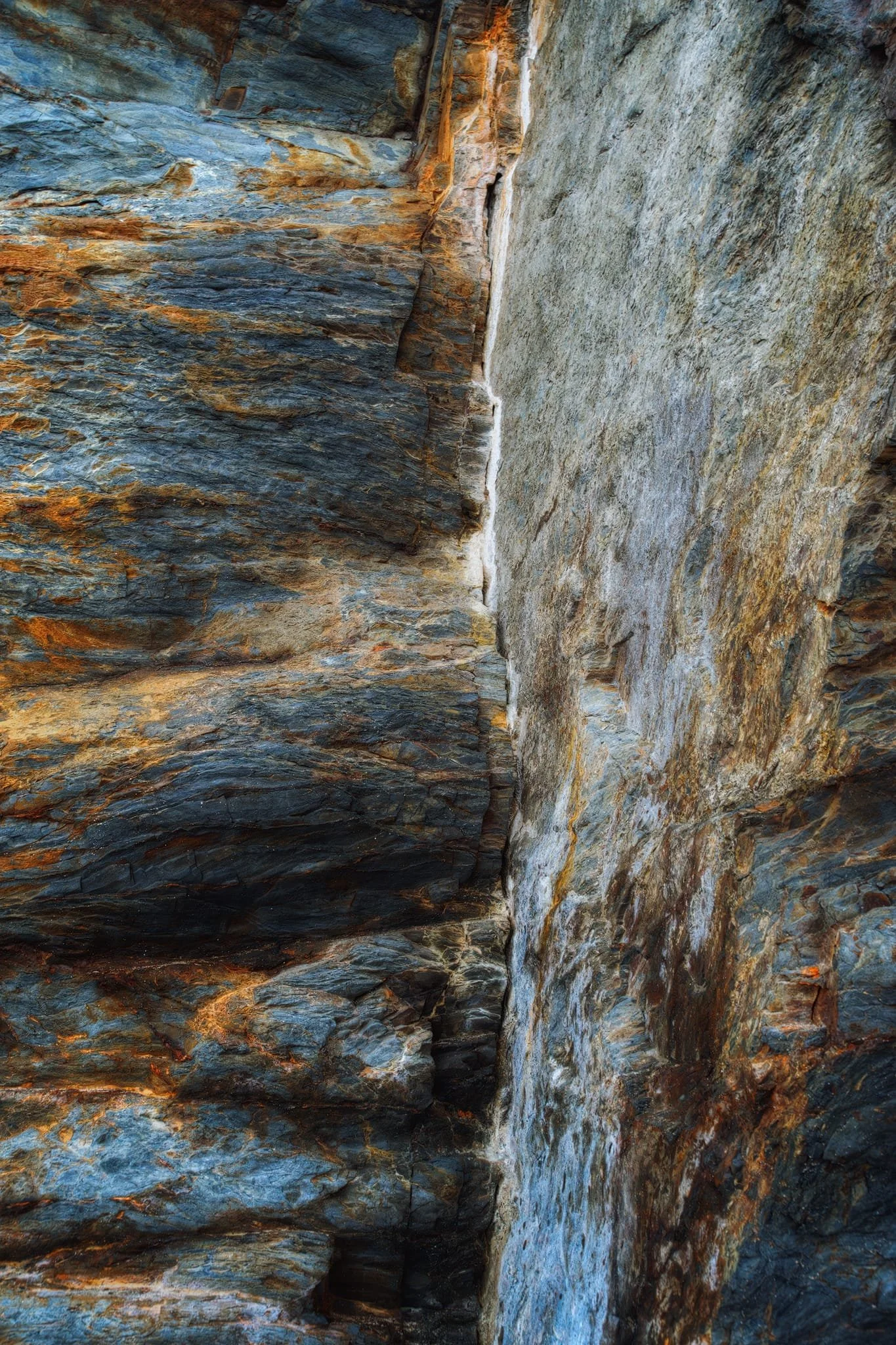 Another abstract composition of the southern cliffs of Tresaith, featuring a fault line and some sort of intrusion.