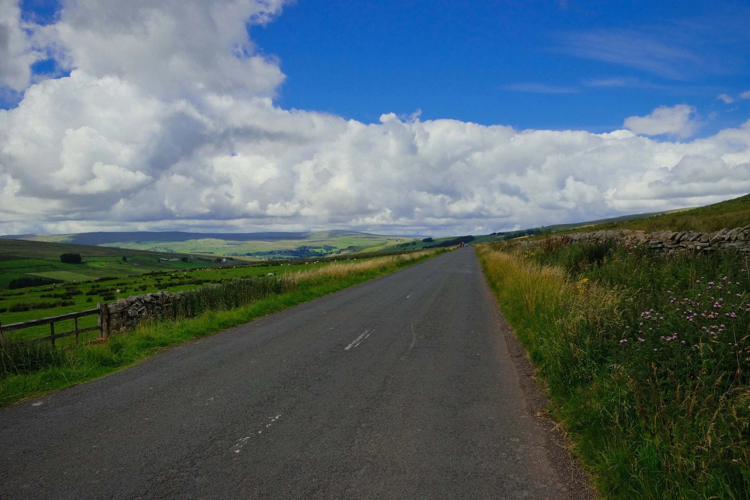 The B6277, which we followed all the way back to Garrigill. A scene of big sky and expansive landscape.