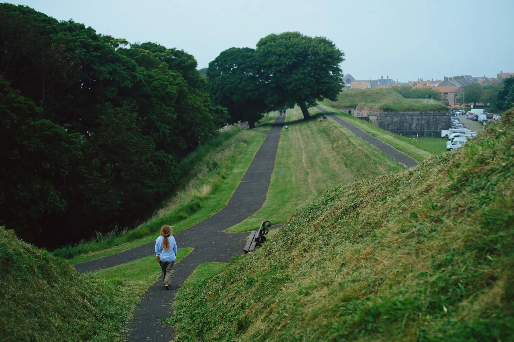 This area of the walls are known as the Elizabethan ramparts, which were essentially 16th-century upgrades to the existing 14th-century construction.