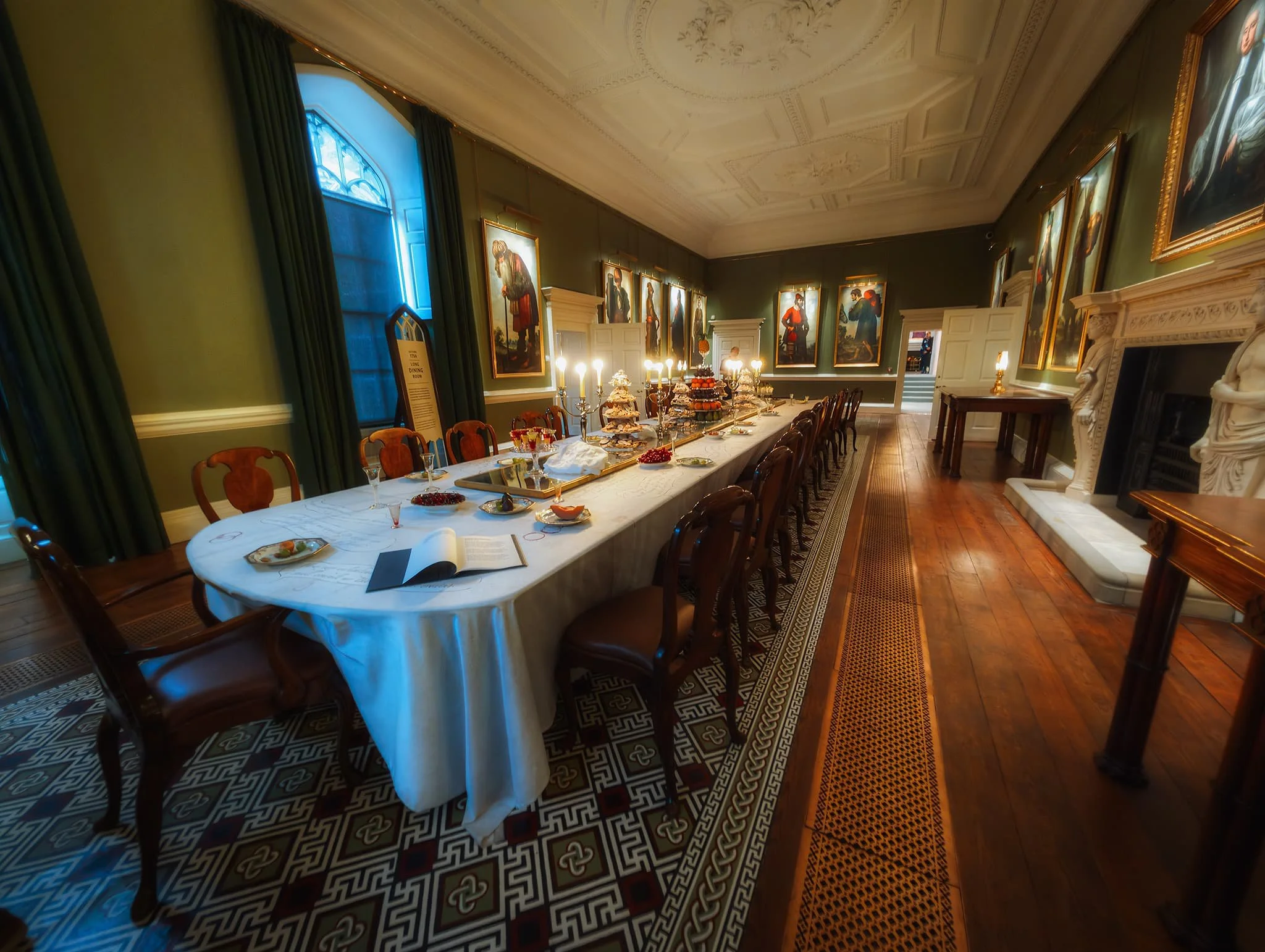 The Long Dining Room, a testament to Bishop Trevor. He was a more liberal bishop and a supporter of the Jewish Naturalisation Act 1753 during a time of anti-Jew views in the UK. This interest in Jewish causes is reflected in his purchase in 1756 of 12 paintings by the 17th-century Spanish artist Zurbarán from a series known as Jacob and His Twelve Sons , depicting the Old Testament patriarch Jacob and his sons.