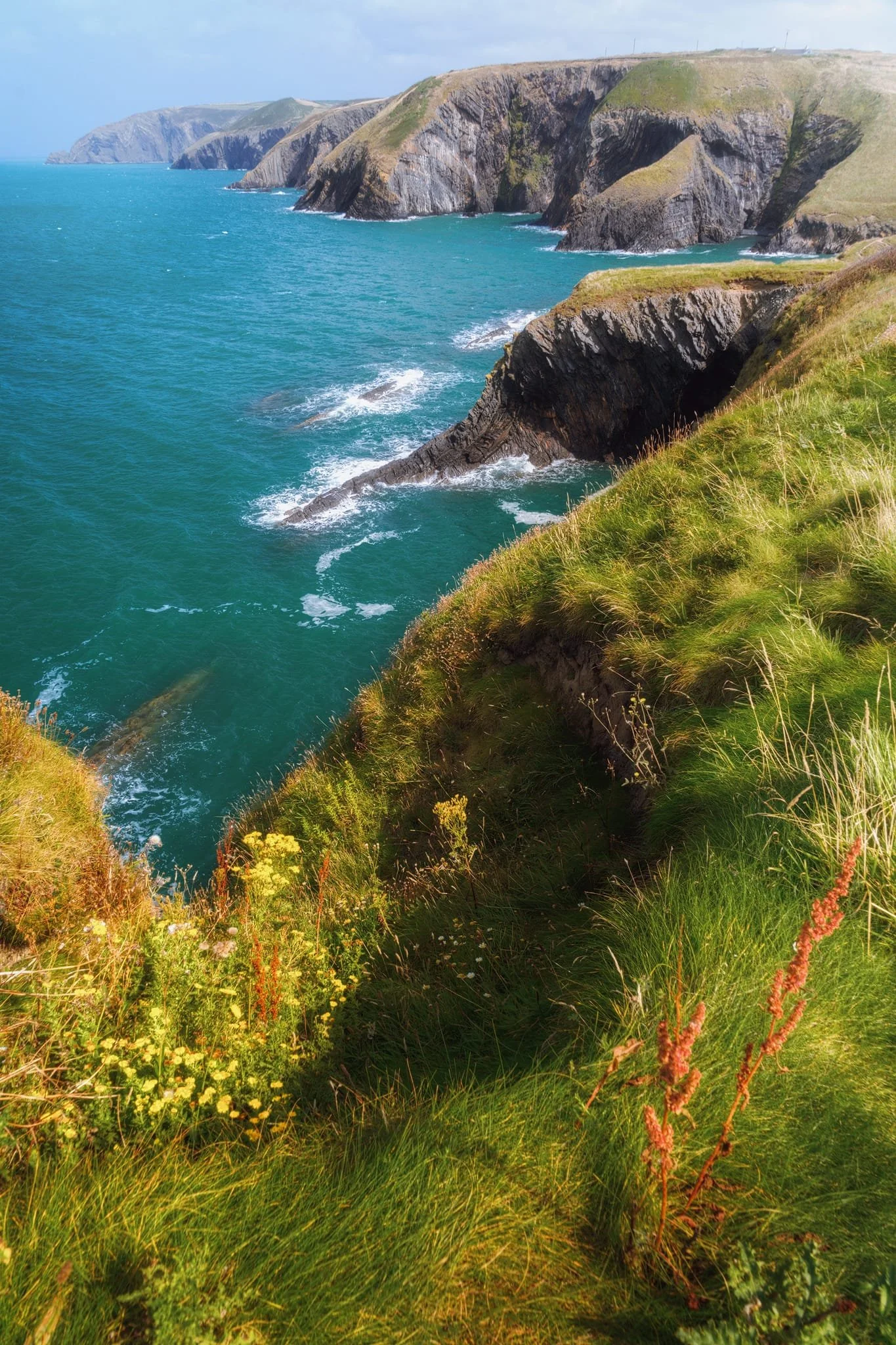From the same point, looking north east back to Ceibwr Bay and the cliffs beyond. Unbelievable geological forces recorded here.