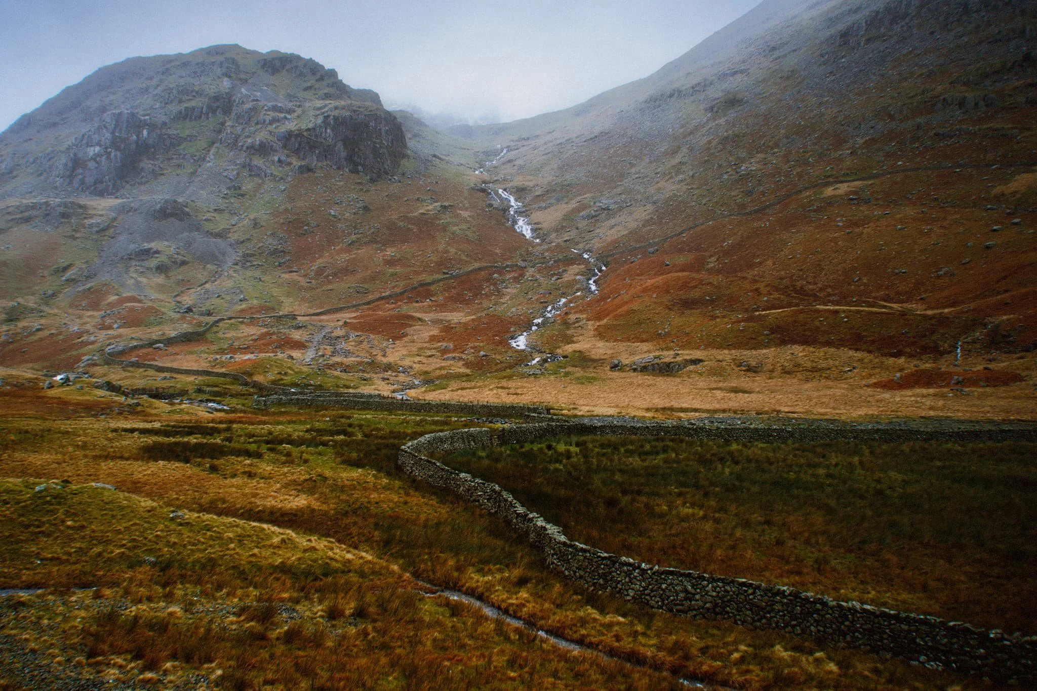 Eagle Crag with Nethermostcove Beck roaring down the fellside. A project was started in 2021 to return the valley’s main river, Grisedale Beck, back to its original “wiggly” form. To quote the Friends of the Ullswater Way : “As with many rivers in the UK, Grisedale Beck has historically been straightened and reinforced so that fields can be drained to improve grazing. This work was undertaken over 200 years ago and since then we have learned a lot about how straightened and reinforced rivers can negatively affect wildlife and increase flood risk. It should be noted that, despite the historic changes made to the river at the project site, this is still not particularly good grazing land, being very rough pasture and quite boggy in areas.”