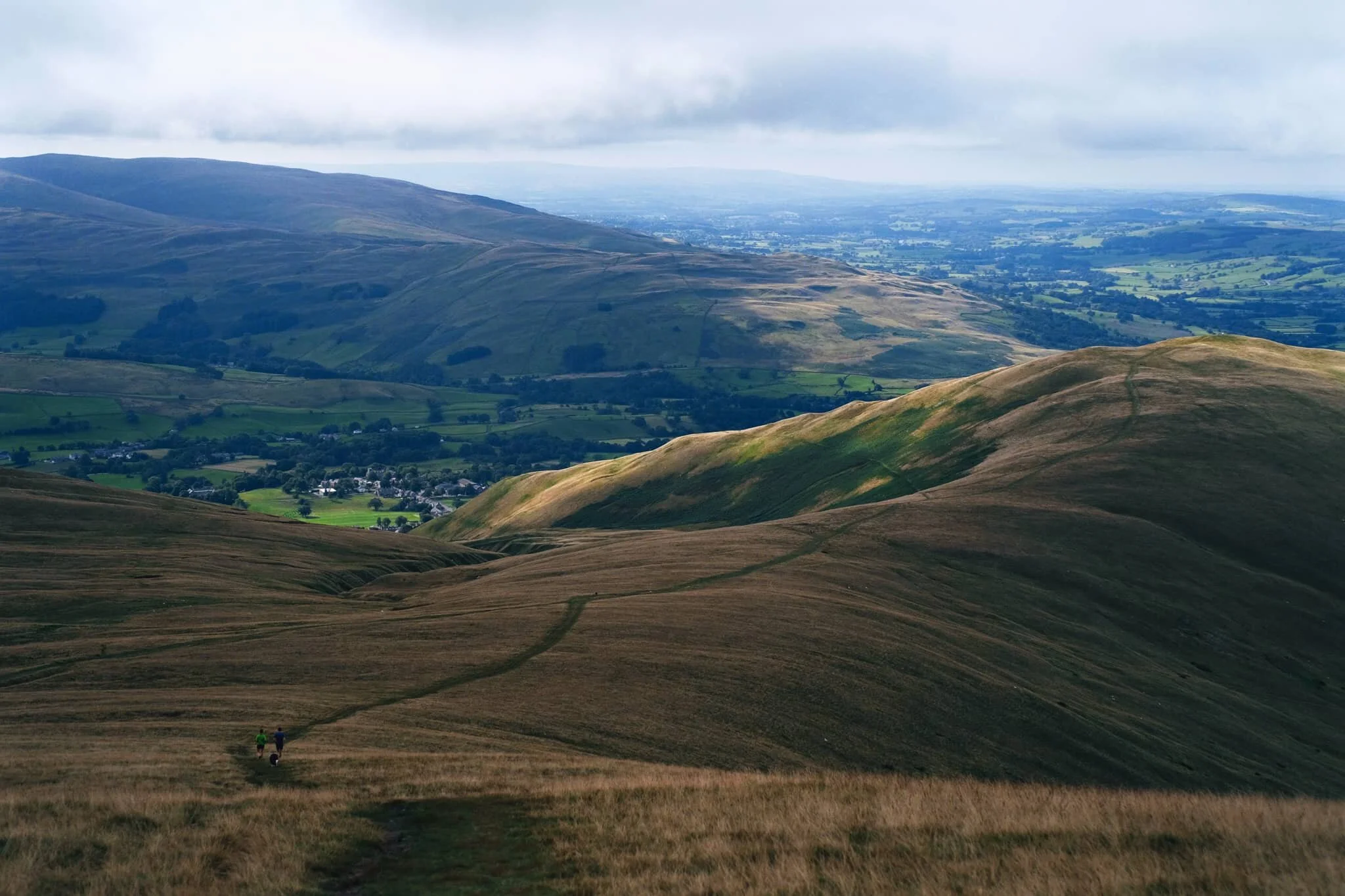 Time to head down Arant Haw. The conditions looking back to Winder and Sedbergh were starting to brighten up significantly.