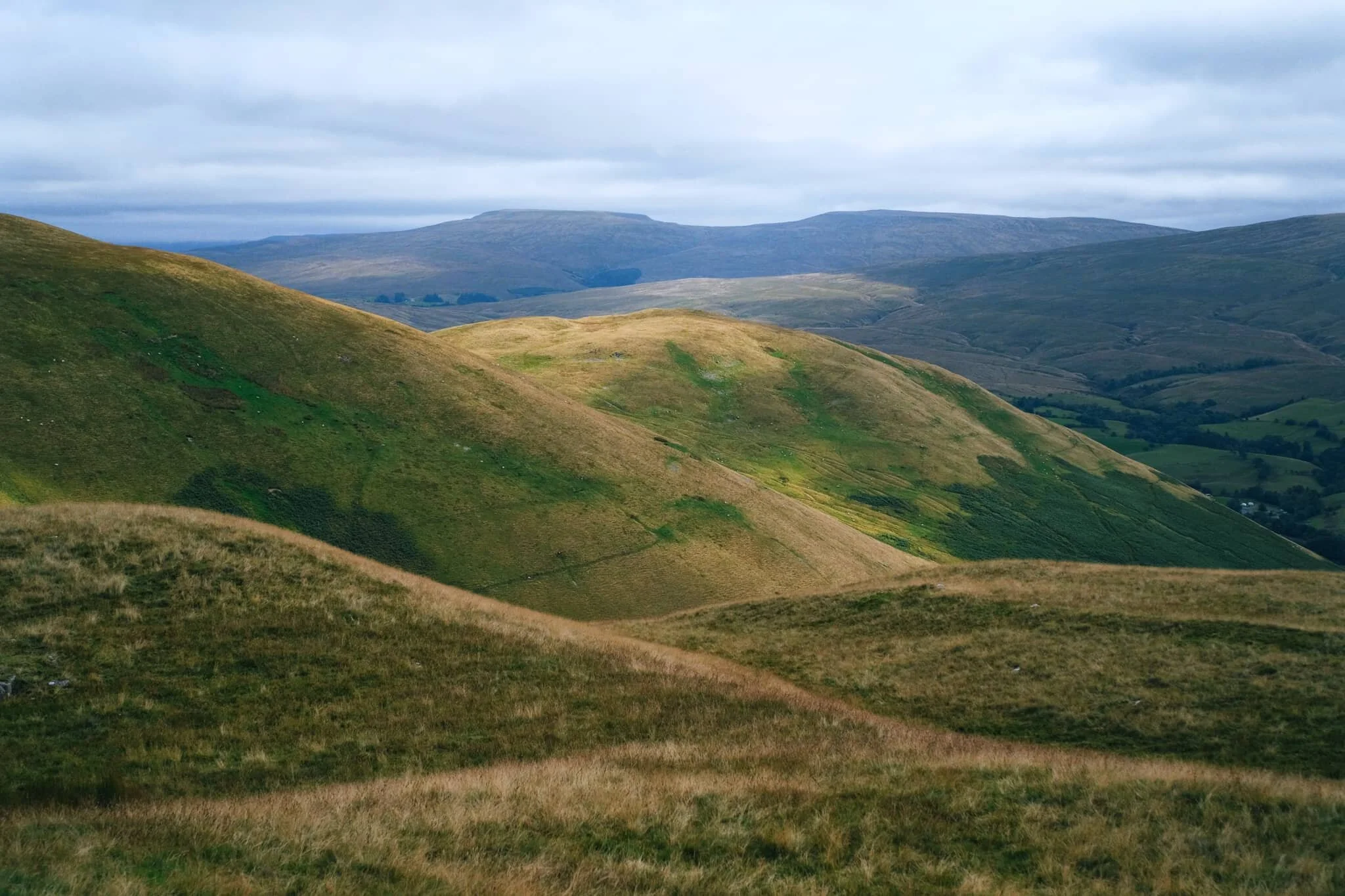 From Crook it was even possible to make out the back of Wild Boar Fell in Mallerstang , looking northeast.