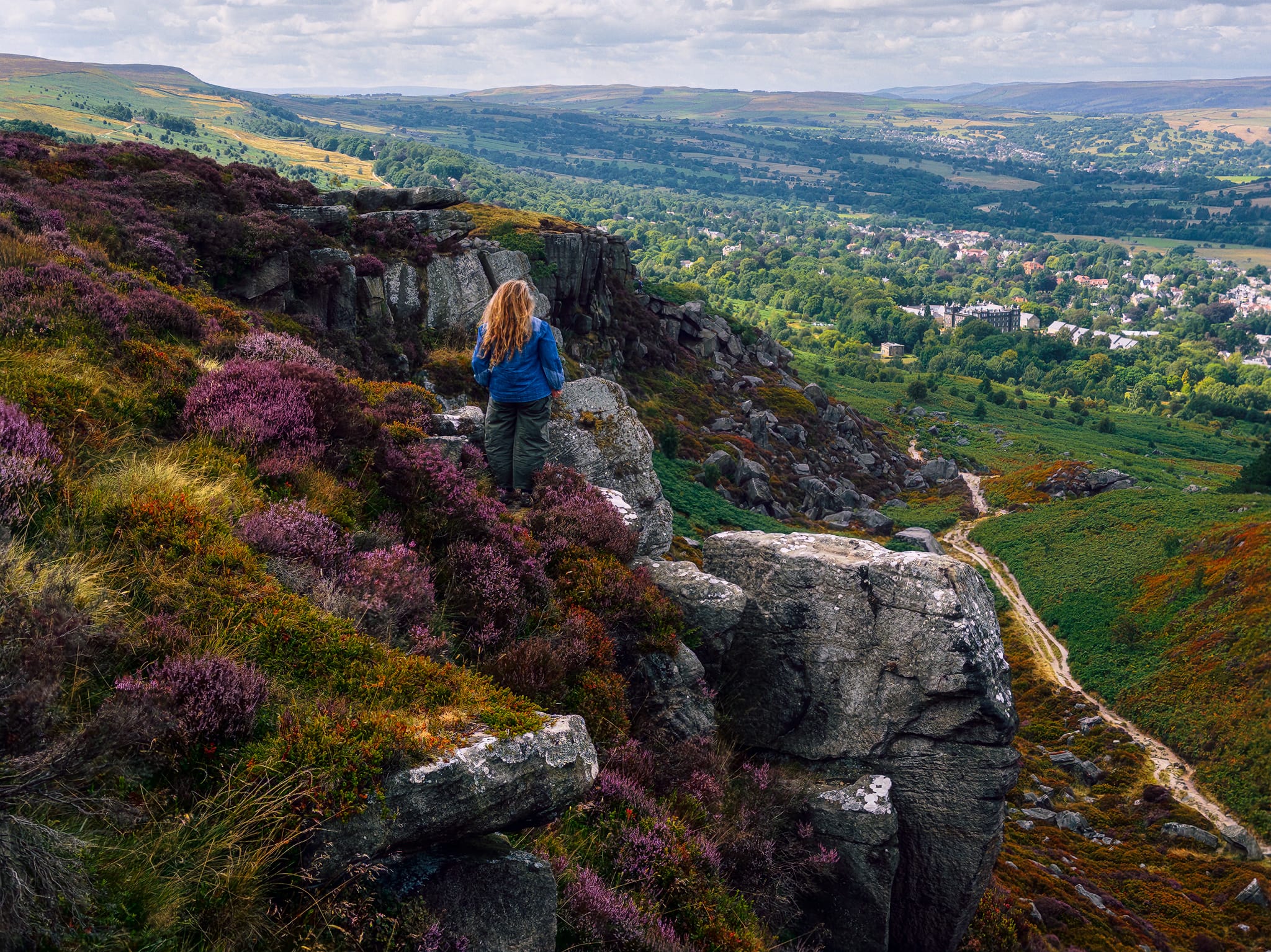 Lisabet happily placed herself precariously upon the edge of a crag for this composition from Ilkley Crags. Heathcliff…