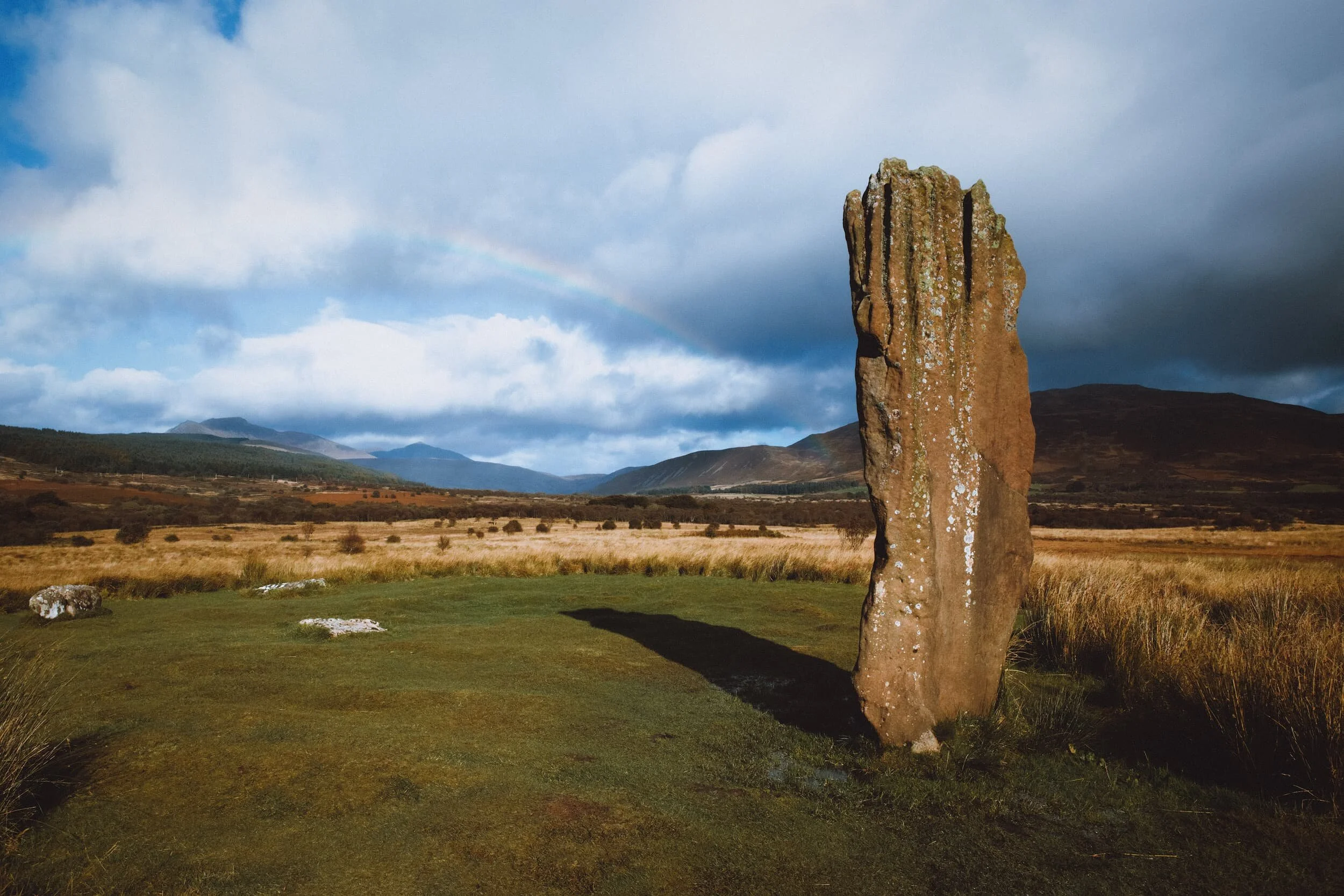 Another location on our Arran “bucket list” was the Machrie Moor Stone Circles. These are a collection of six prehistoric stone circles; some made from boulders, others from tall sandstone pillars. They’ve been carbon dated to around 2030 BCE, making them around 4,000-years old.