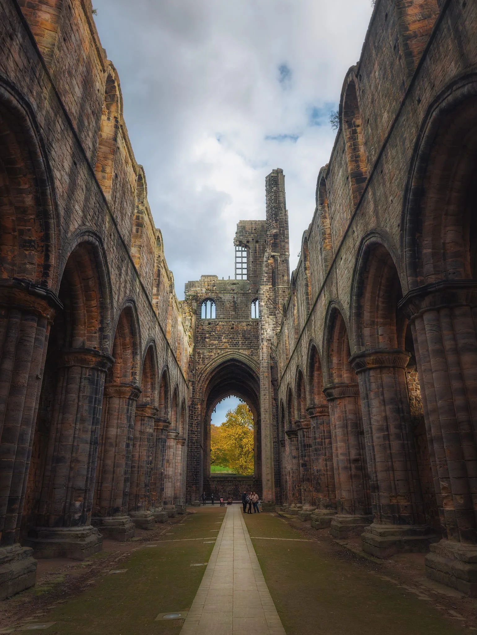 A view looking down the nave towards the tower. A nearby information board points out that in Victorian times the main road used to run through this nave! Imagine carriages and cars down here?