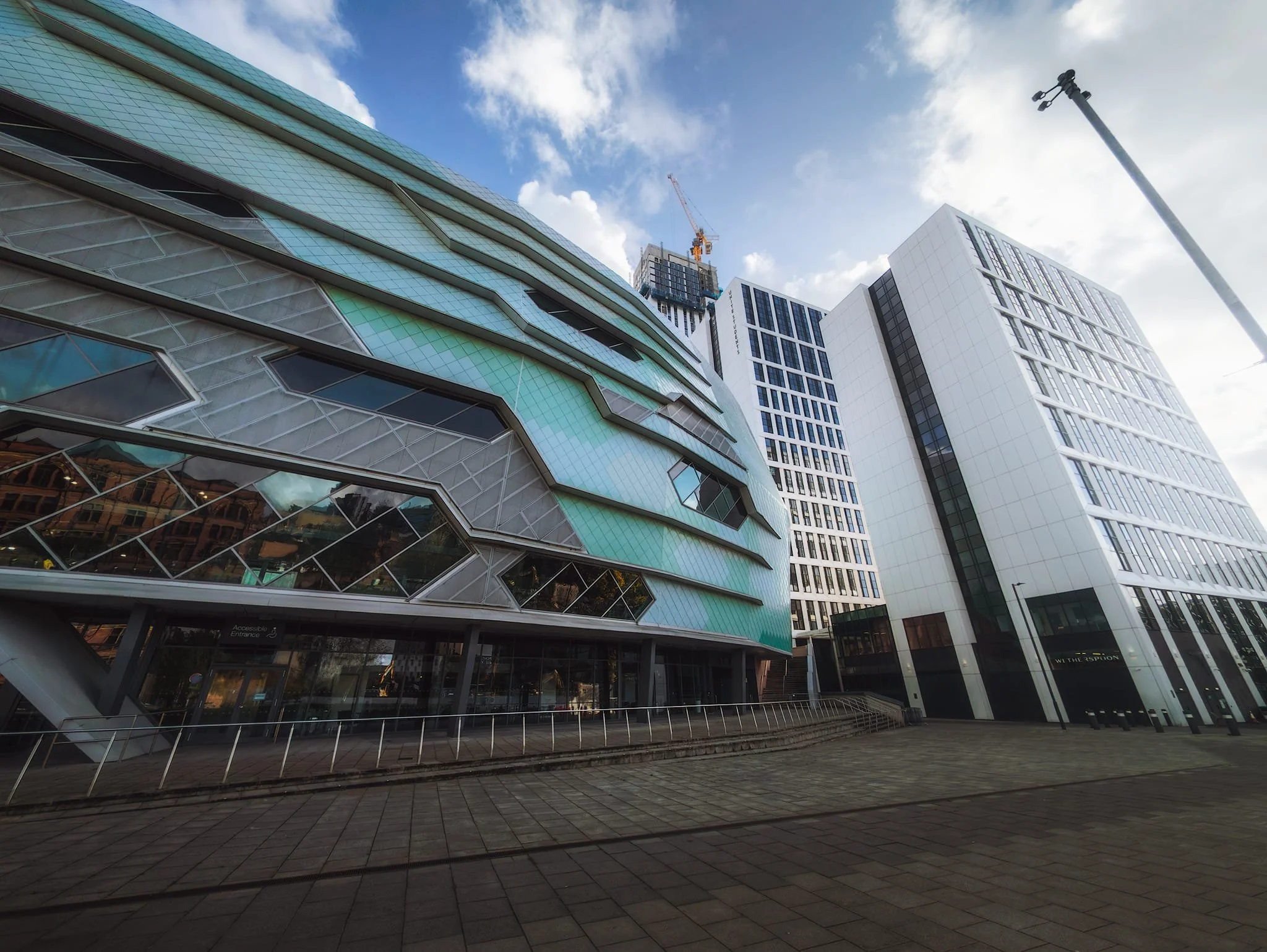 Looking the other way along the Leeds Arena’s front, more high rise student accommodation dominates the Leeds skyline.