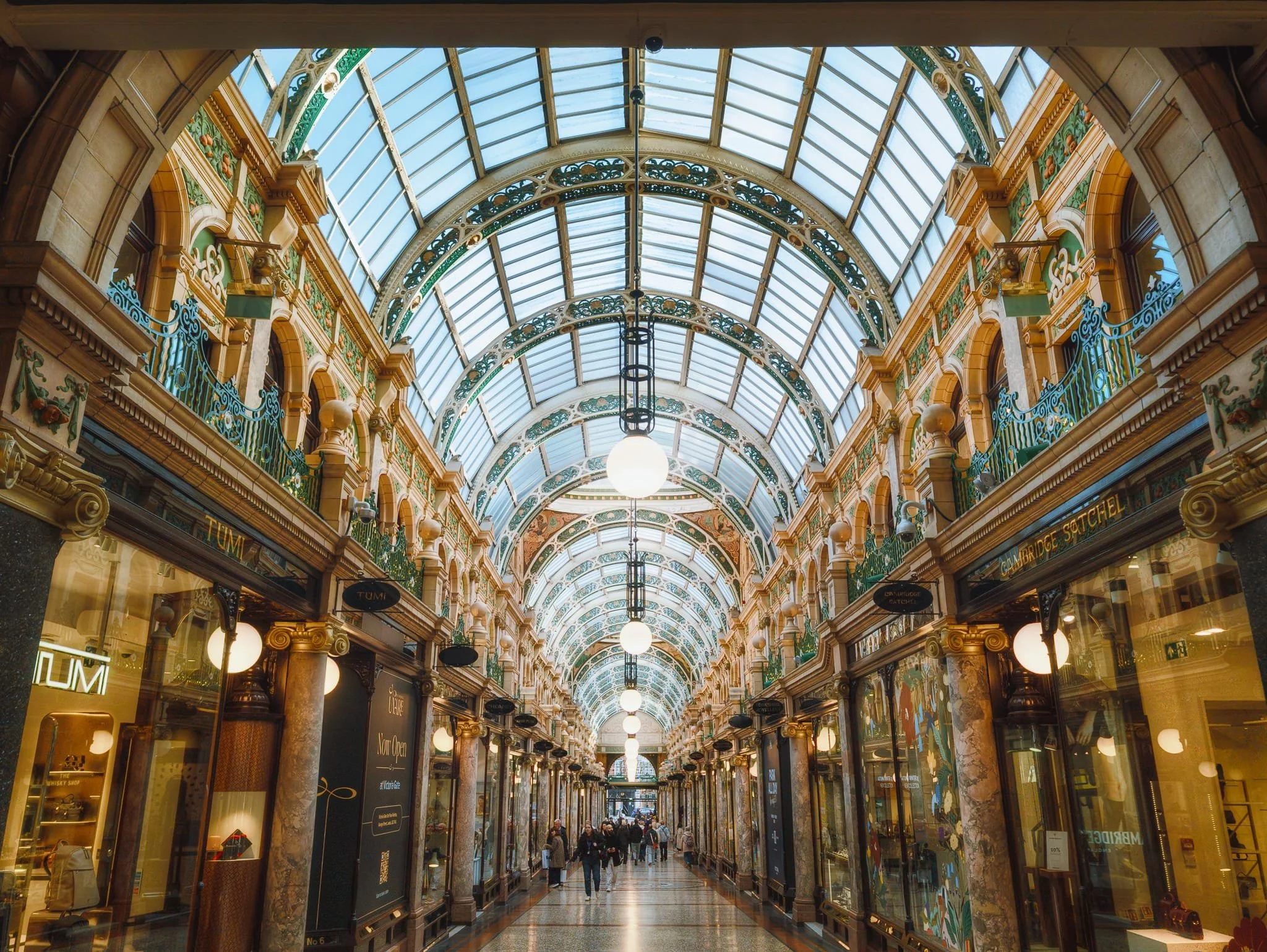 The incredibly beautiful and ornate County Arcade, part of the Victoria Quarter.