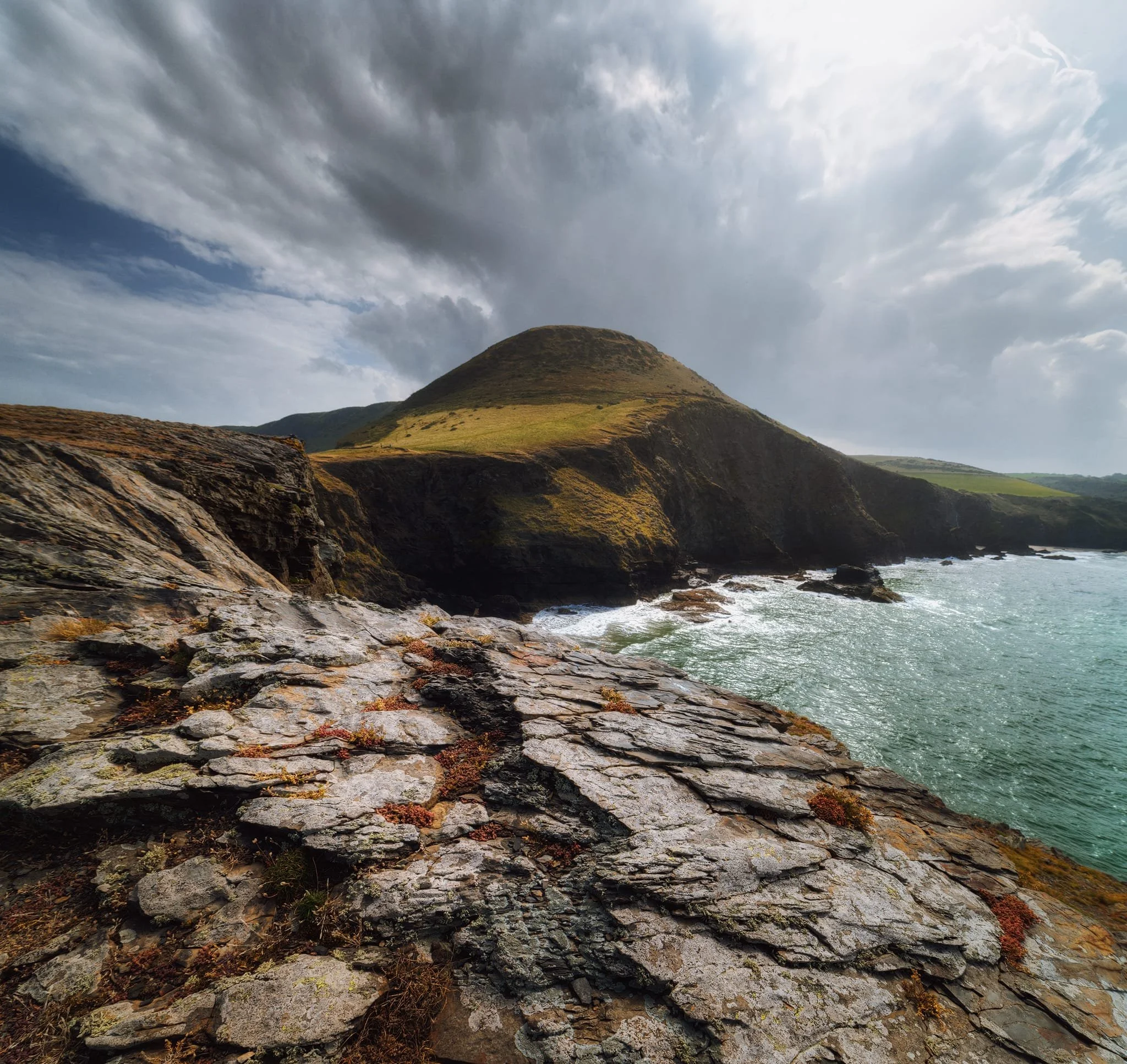 Further along one of the cliff edges of Ynys Lochtyn , I shot two 14mm landscape exposures, stacked on top of each other, so I could later stitch them top-to-bottom for this ultra-expansive composition.