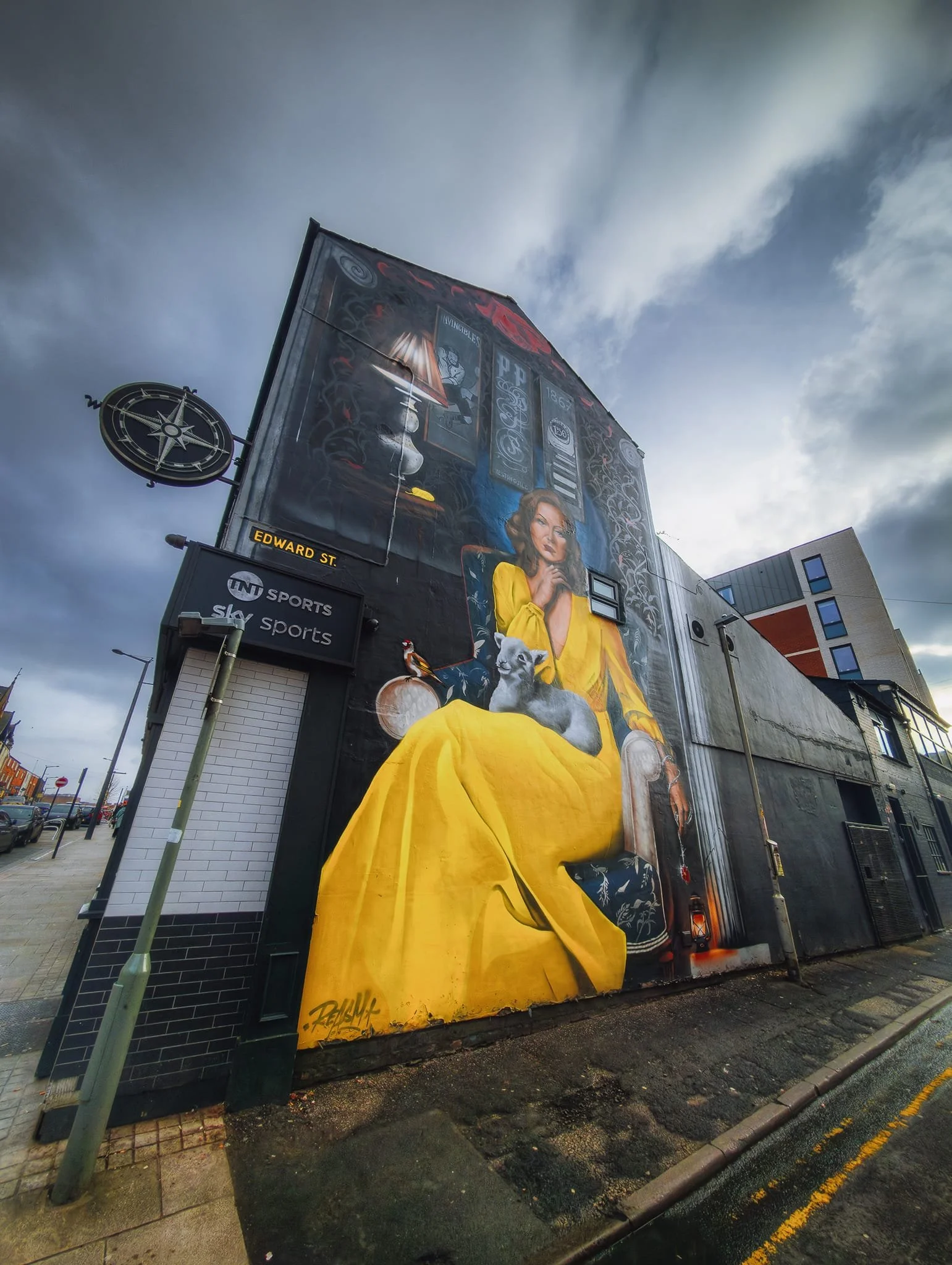 The Northern Way mural, again by Shawn Sharpe aka REASM. The mural is a spin on one of Preston’s most familiar paintings, Pauline in the Yellow Dress .