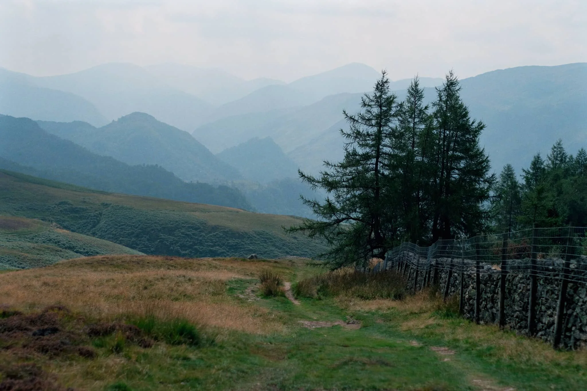 Seemingly endless layers of fells in Borrowdale.